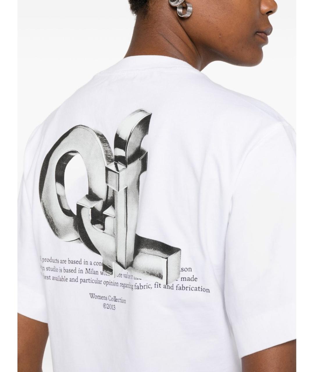 OFF-WHITE Белая хлопковая футболка, фото 4