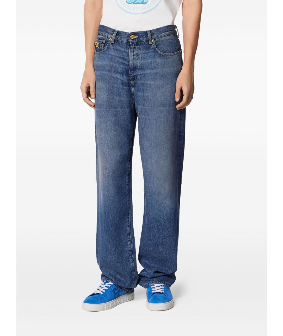 VERSACE Синие прямые джинсы, фото 5