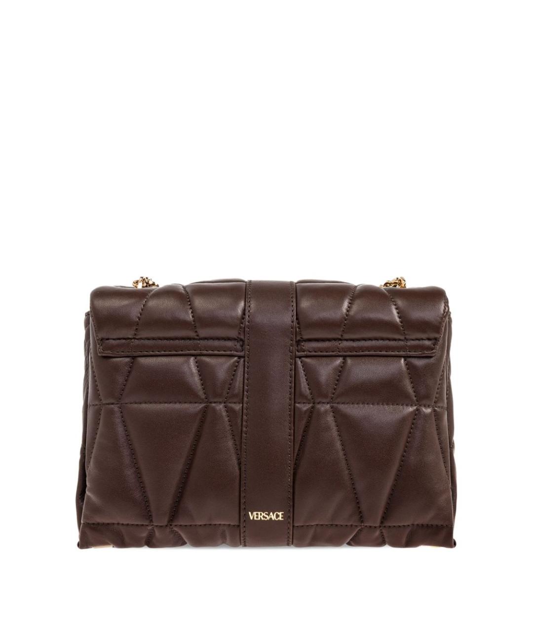VERSACE Коричневая кожаная сумка через плечо, фото 5
