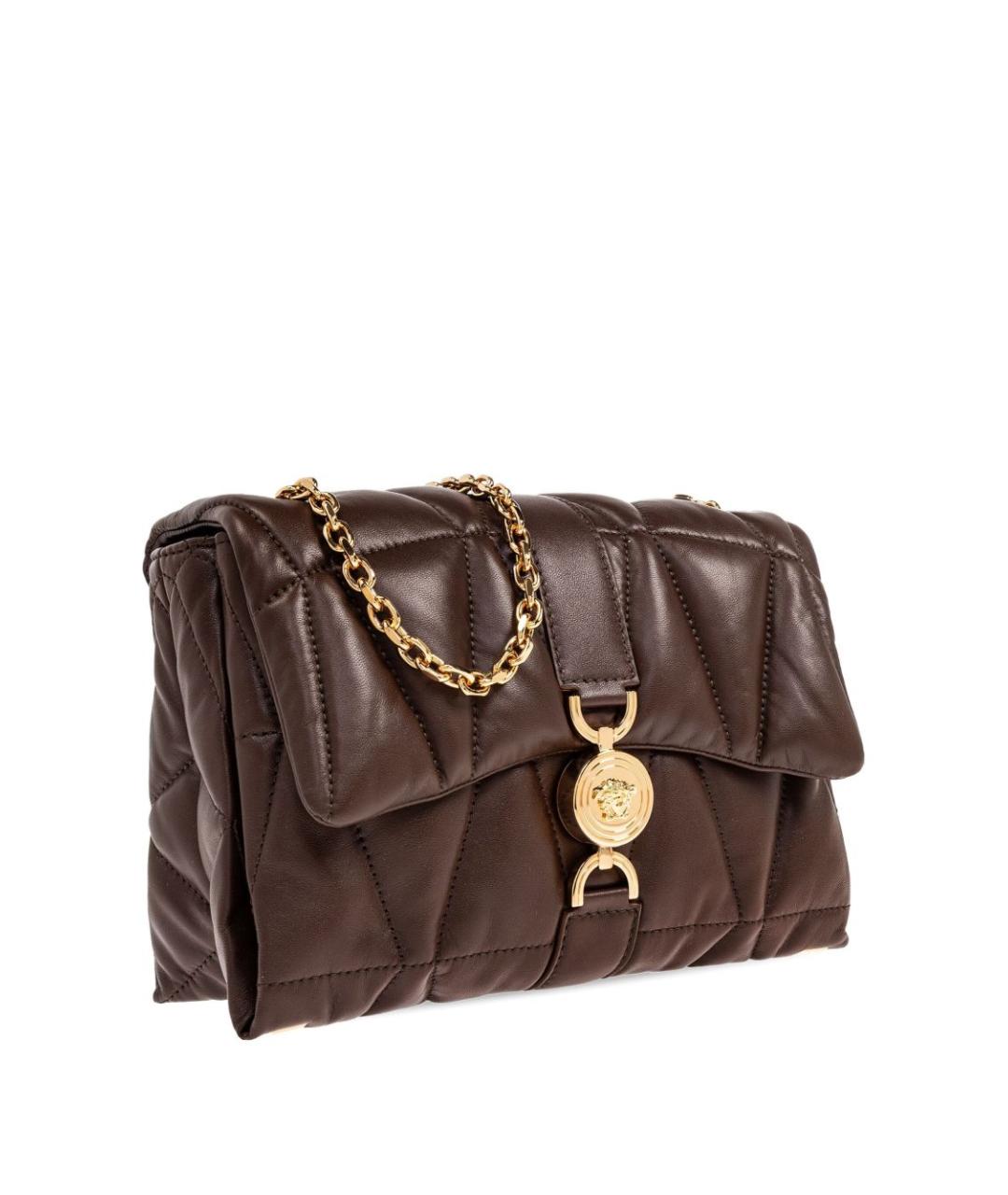 VERSACE Коричневая кожаная сумка через плечо, фото 6