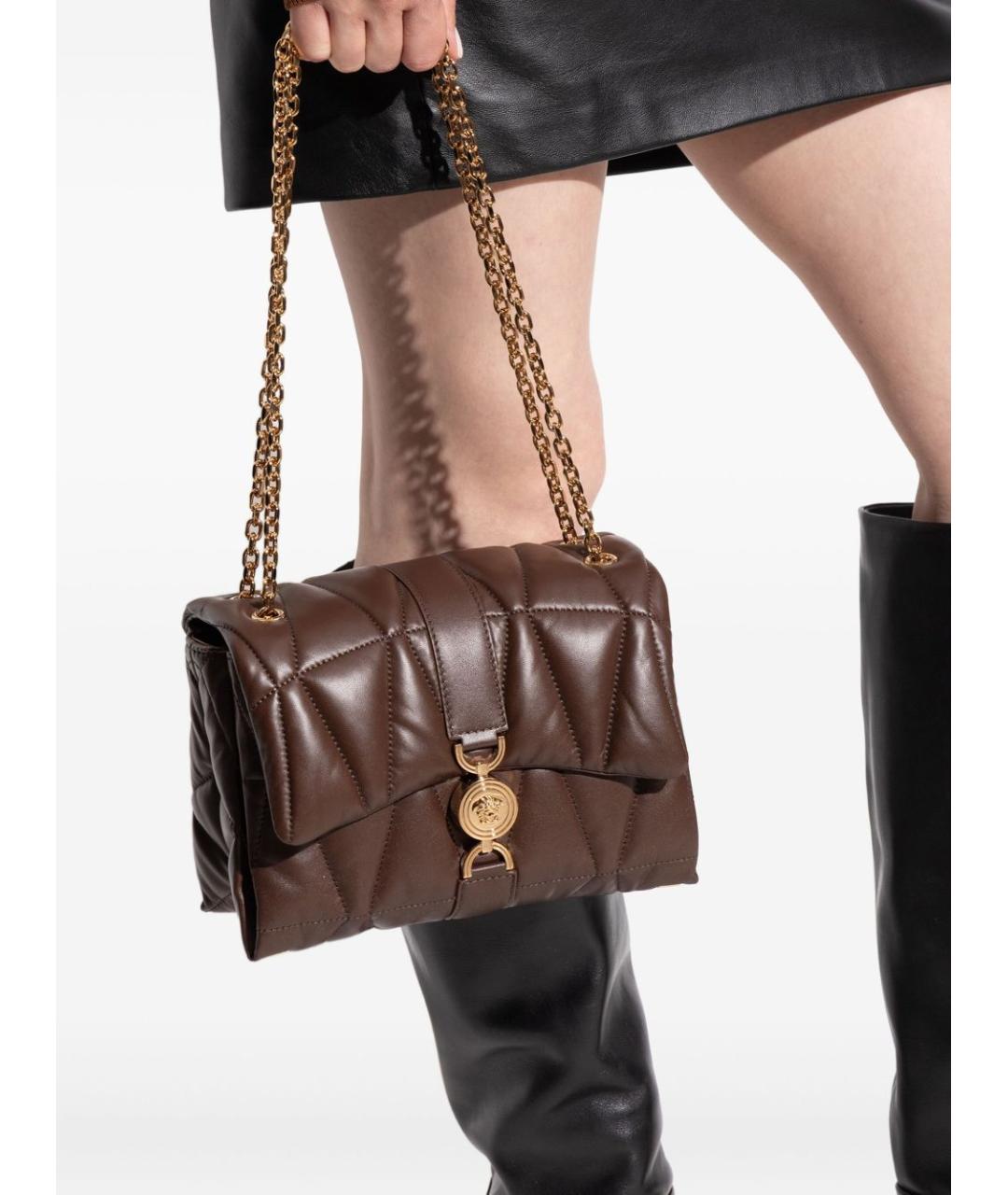 VERSACE Коричневая кожаная сумка через плечо, фото 4