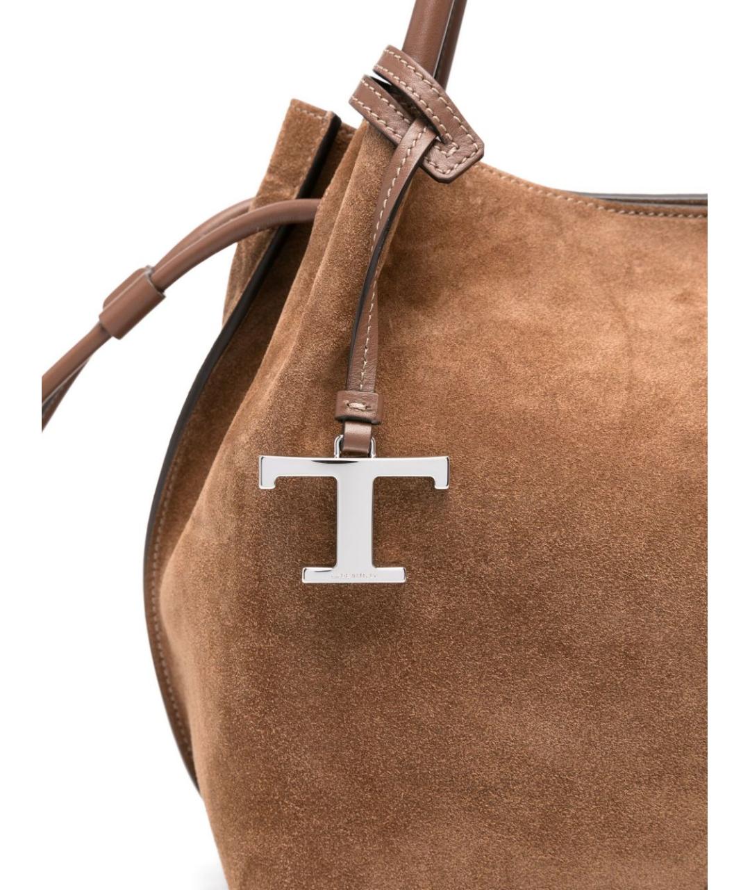 TOD'S Бежевая замшевая сумка тоут, фото 4