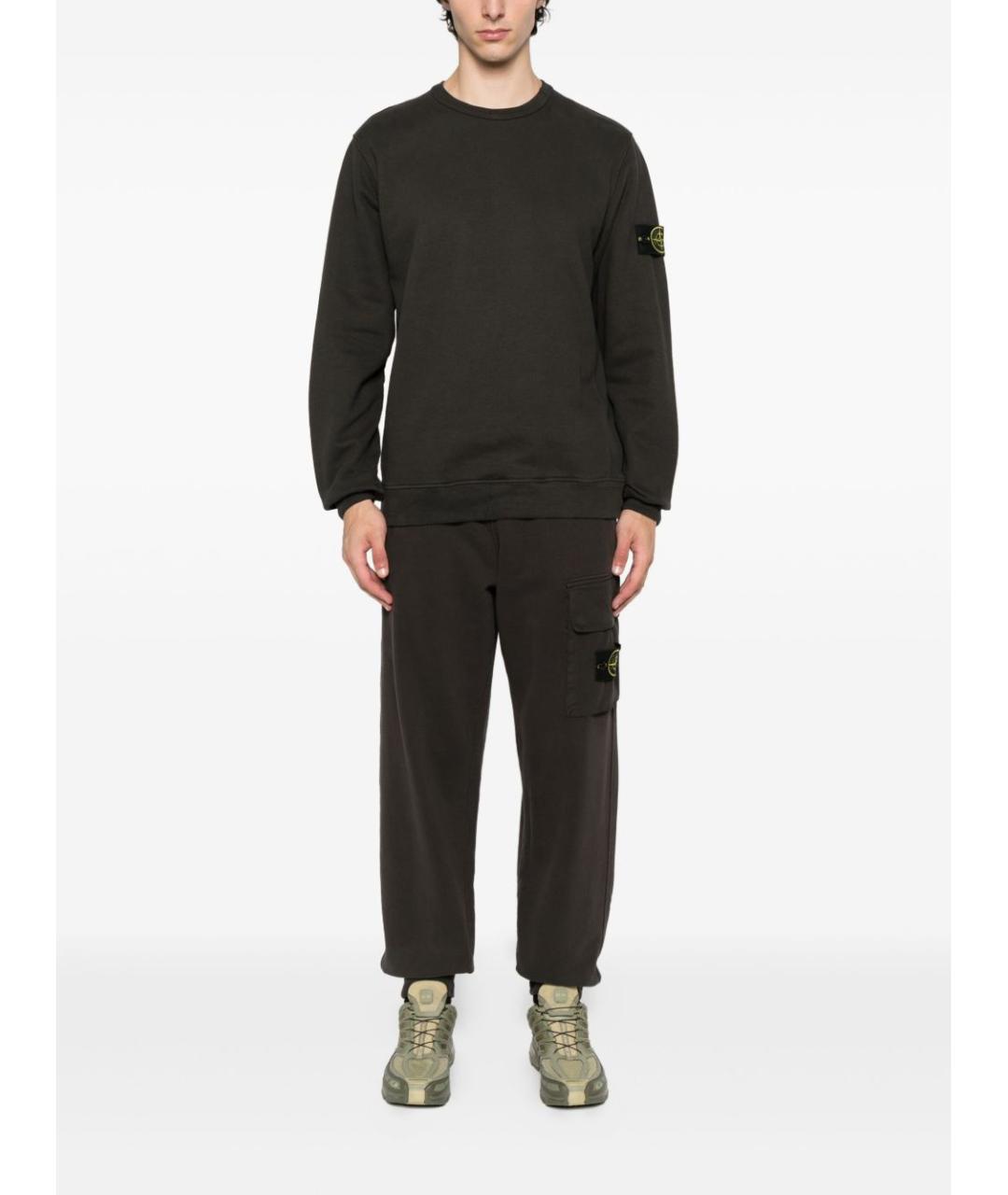 STONE ISLAND Коричневые хлопковые повседневные брюки, фото 3