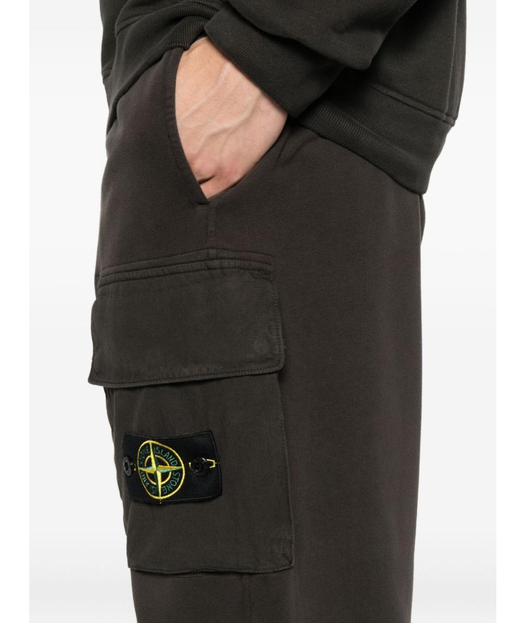 STONE ISLAND Коричневые хлопковые повседневные брюки, фото 4