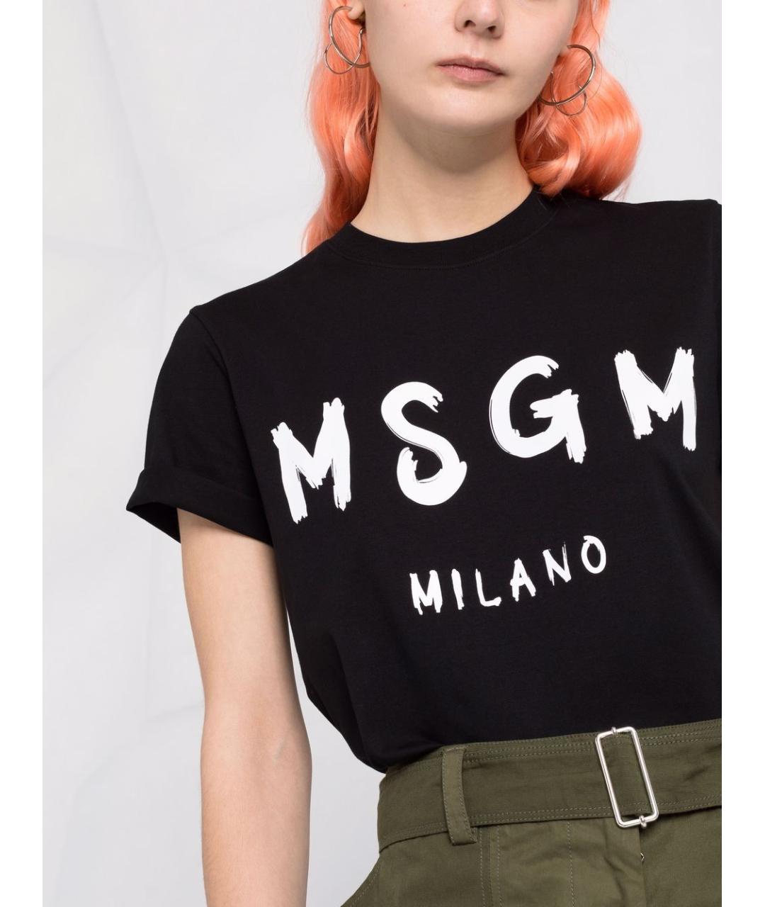 MSGM Черная хлопковая футболка, фото 3