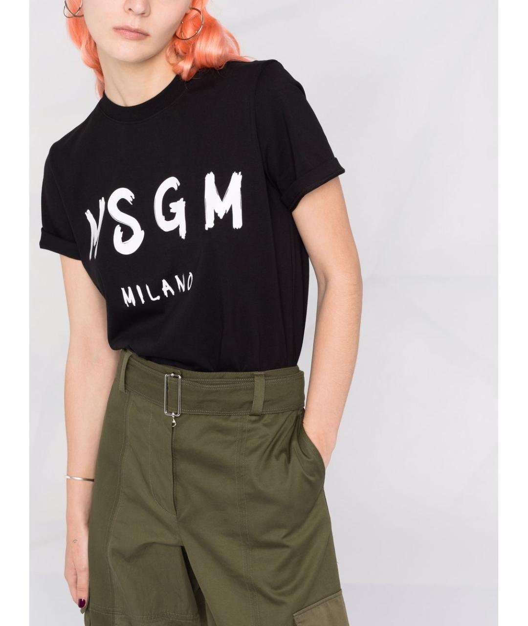 MSGM Черная хлопковая футболка, фото 5