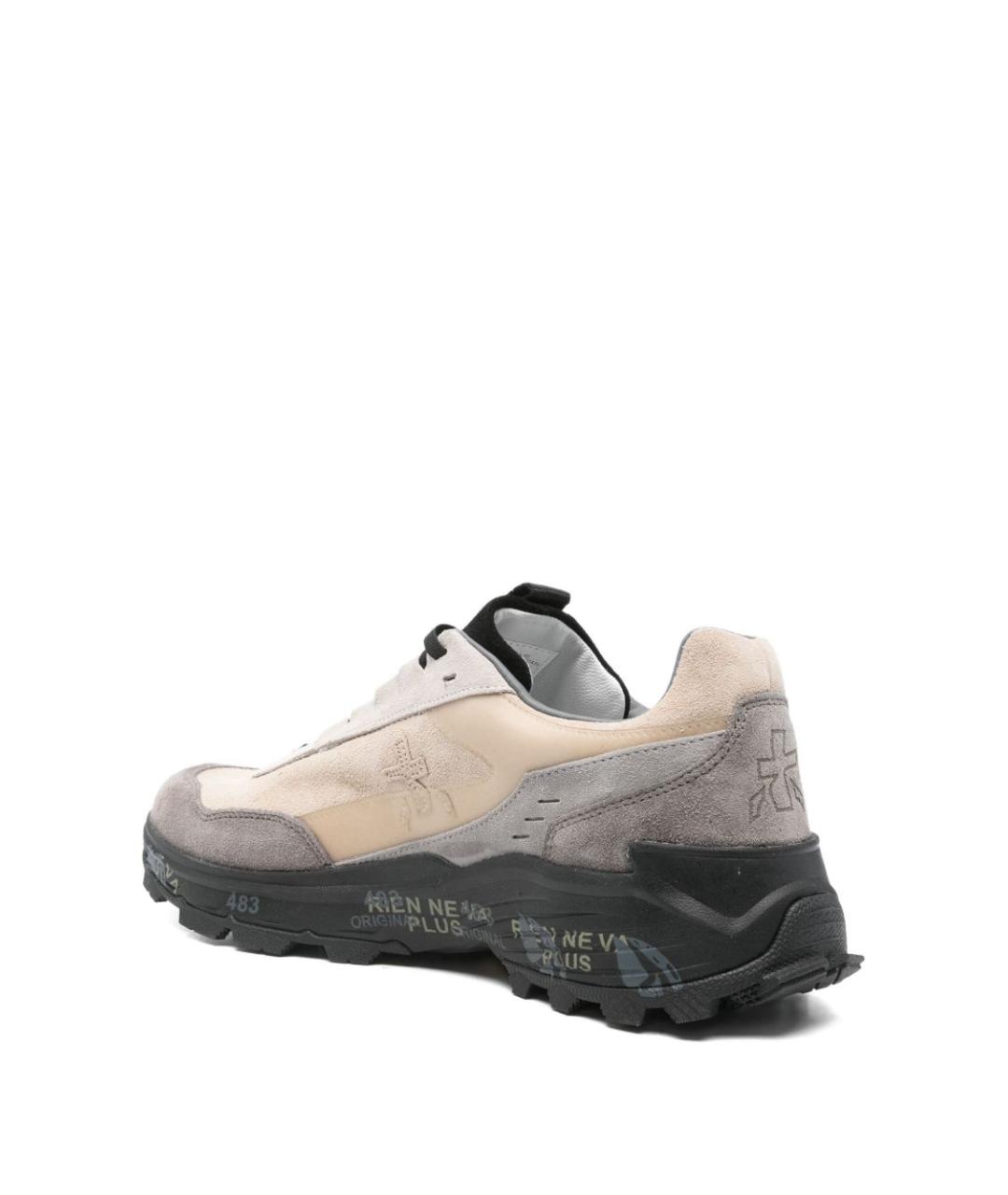 PREMIATA Бежевые кожаные низкие кроссовки / кеды, фото 4