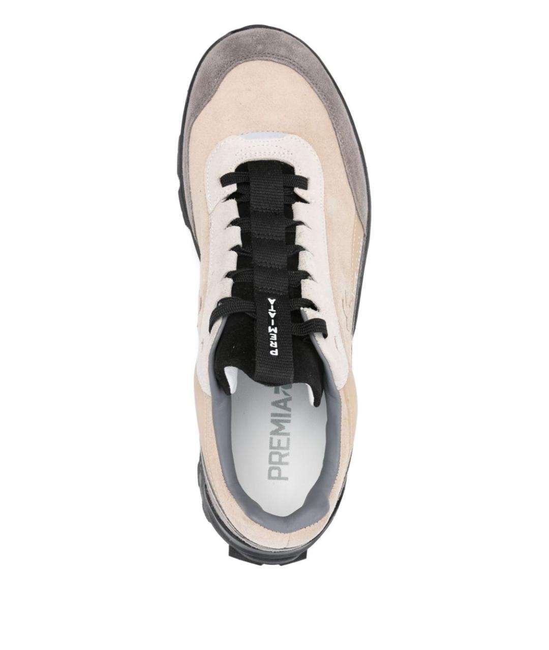 PREMIATA Бежевые кожаные низкие кроссовки / кеды, фото 3
