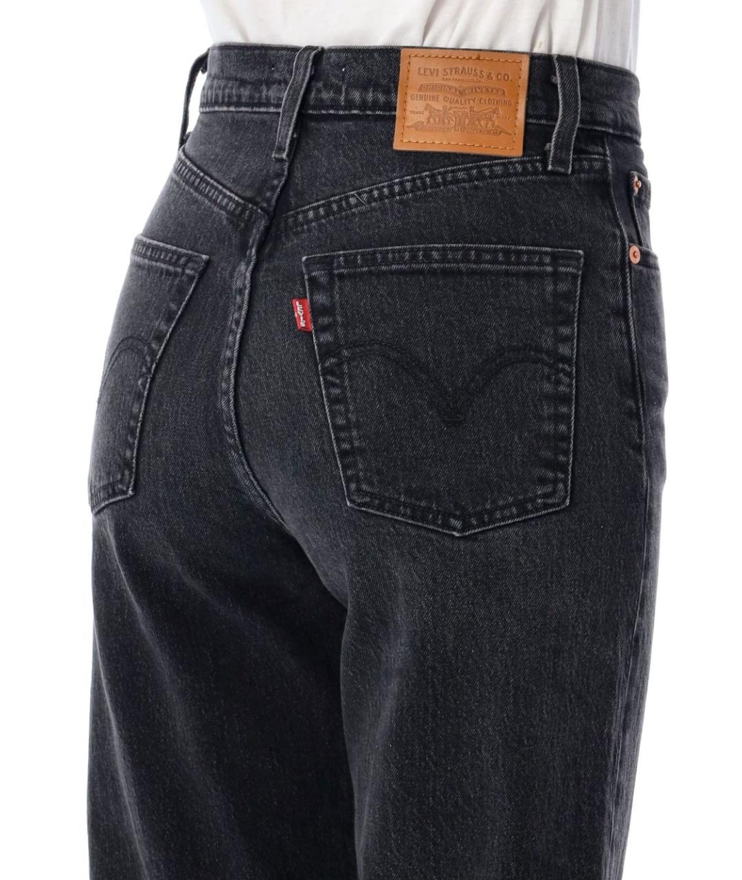 LEVI'S Черные хлопковые прямые джинсы, фото 3
