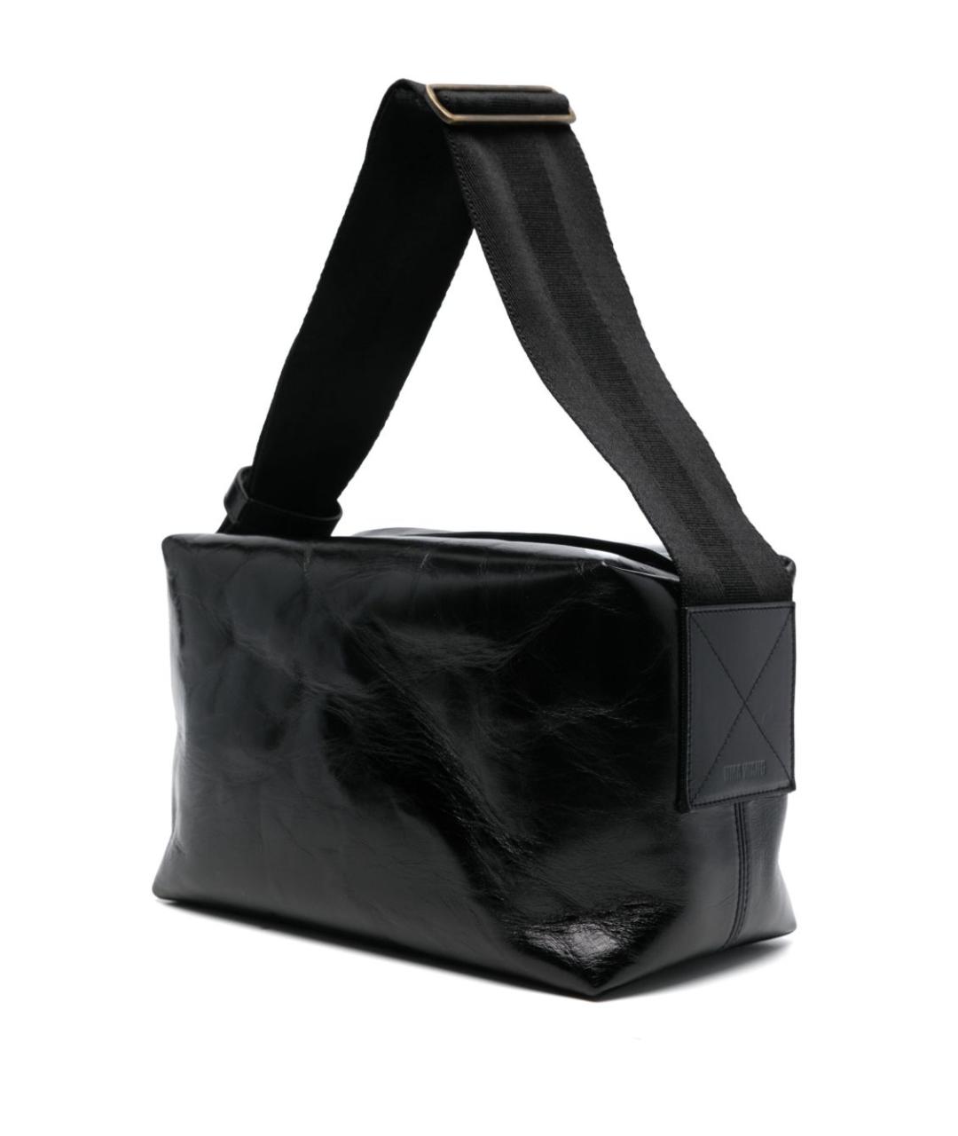UMA WANG Черная кожаная сумка через плечо, фото 4