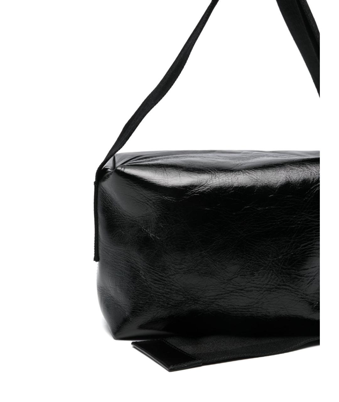 UMA WANG Черная кожаная сумка через плечо, фото 3