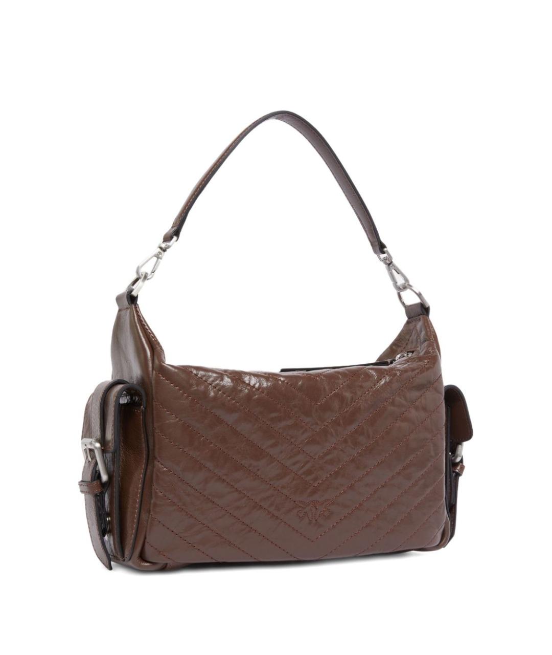 PINKO Коричневая кожаная сумка тоут, фото 4