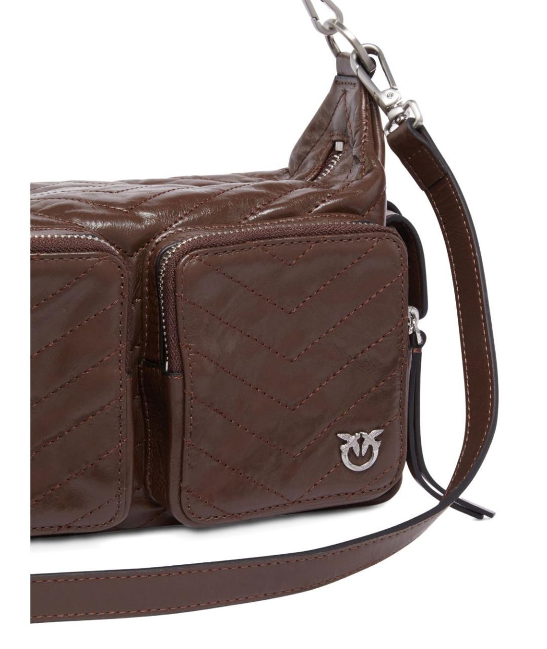 PINKO Коричневая кожаная сумка тоут, фото 2