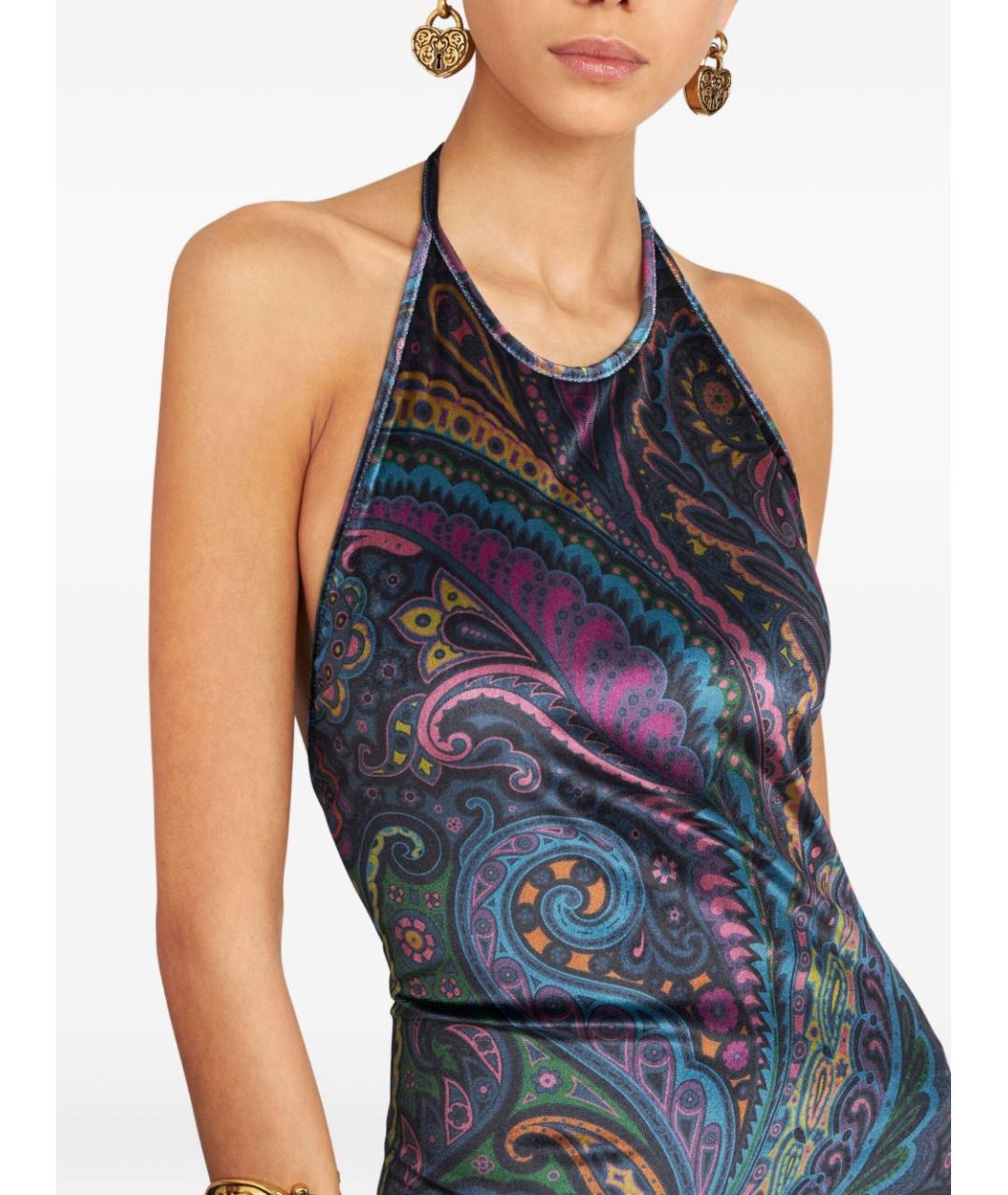 ETRO Синее полиэстеровое вечернее платье, фото 2