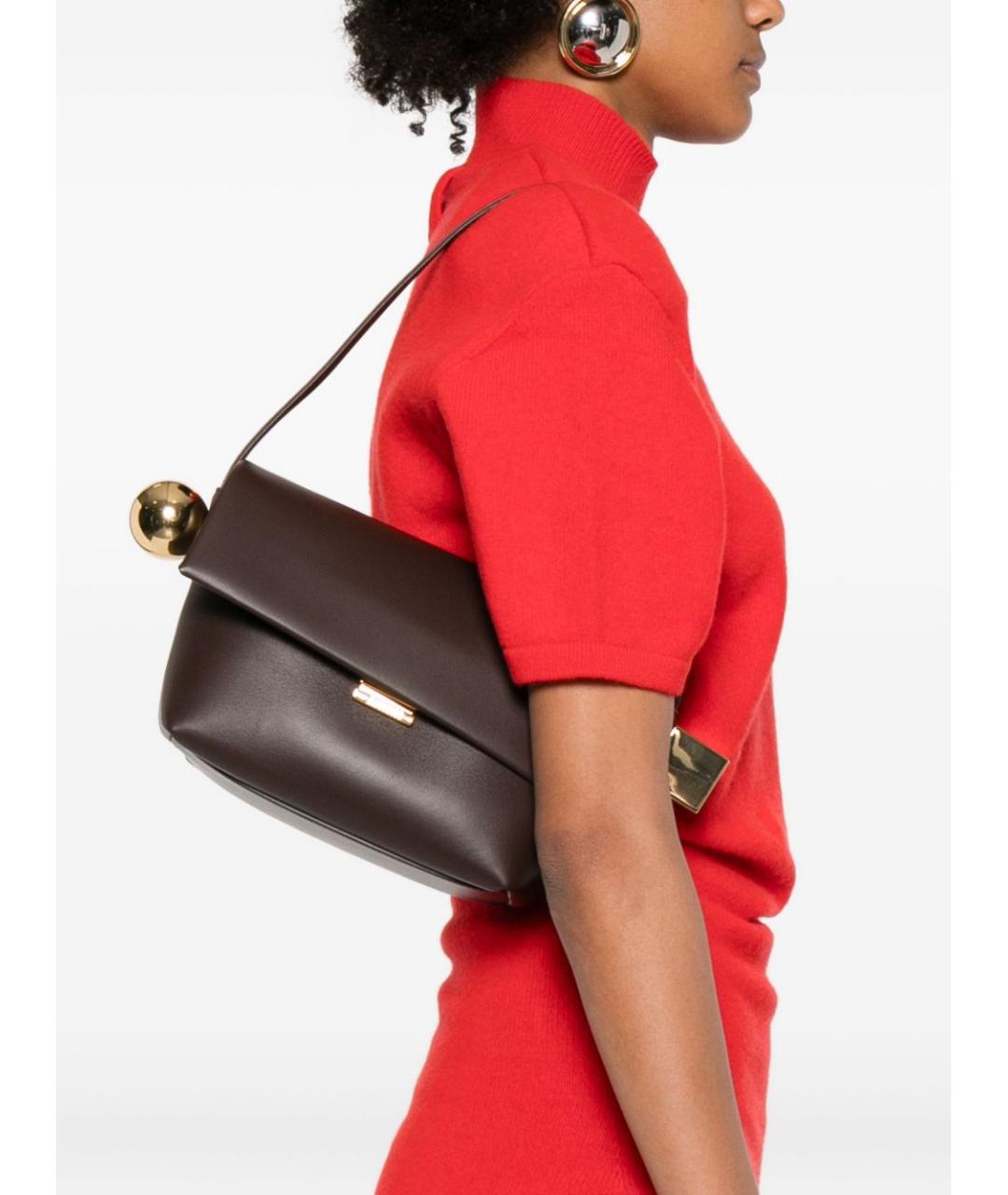 JACQUEMUS Коричневая кожаная сумка через плечо, фото 2