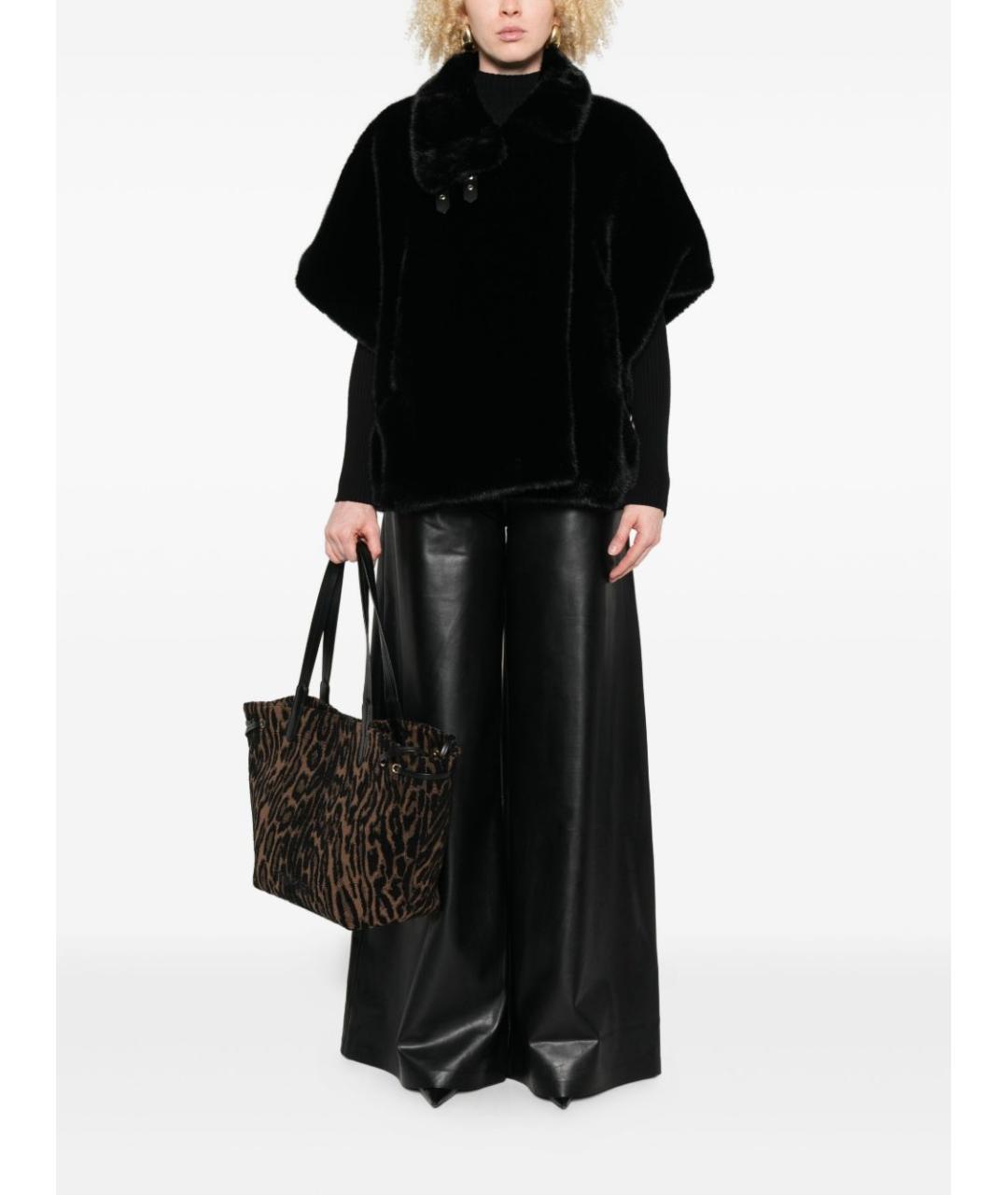 PINKO Черная полиэстеровая дубленка, фото 3