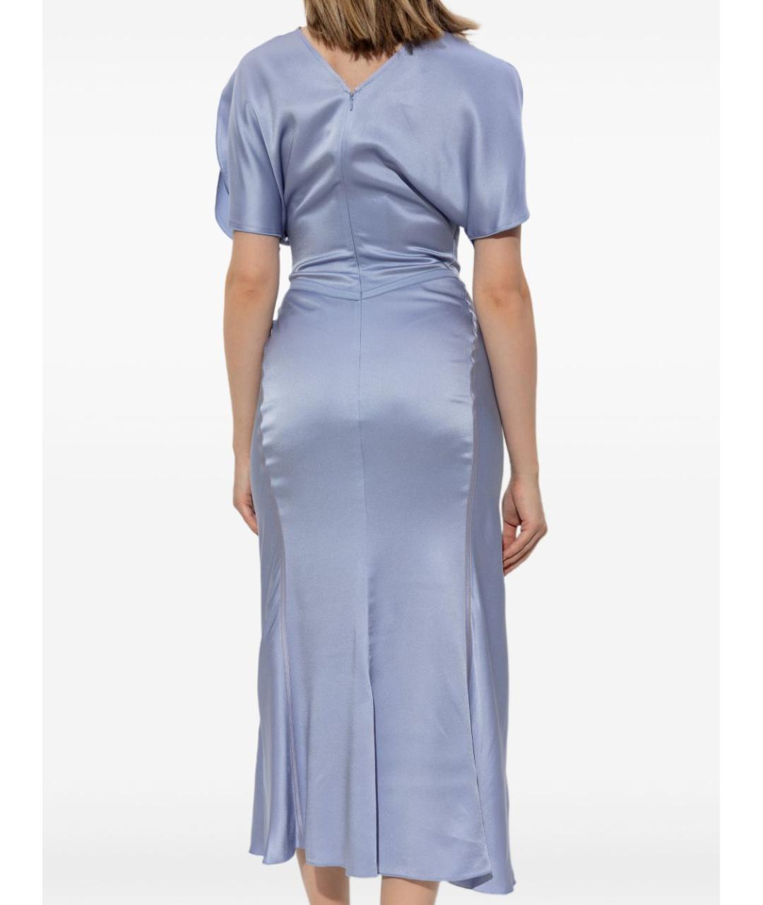 VICTORIA BECKHAM Голубое ацетатное повседневное платье, фото 3