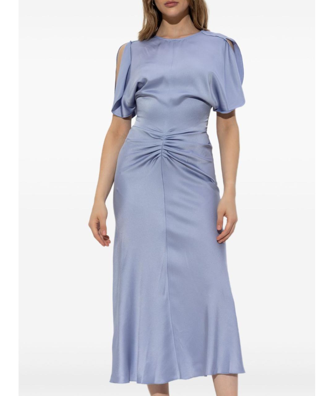 VICTORIA BECKHAM Голубое ацетатное повседневное платье, фото 4