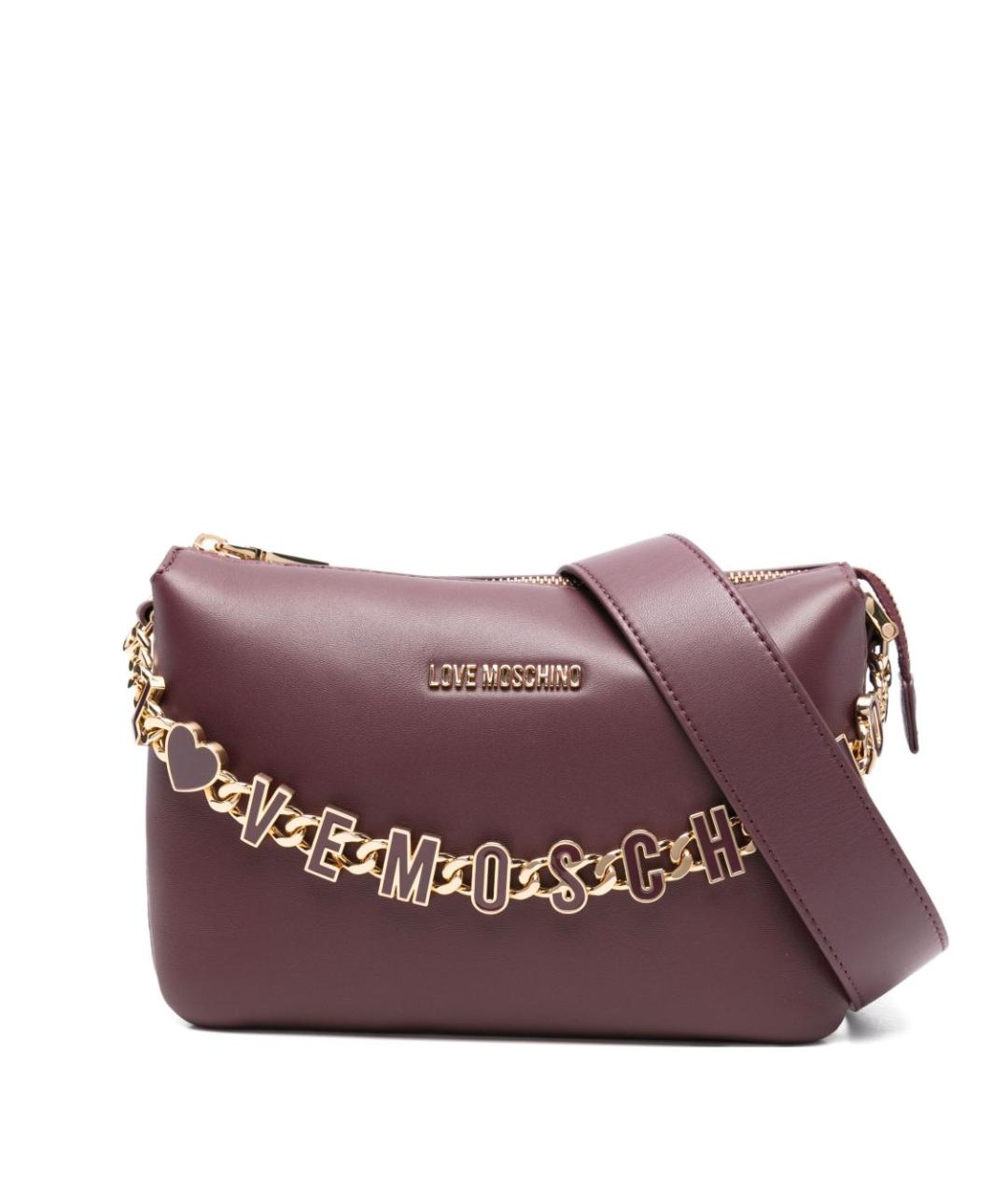 LOVE MOSCHINO Бордовая сумка через плечо из искусственной кожи, фото 1