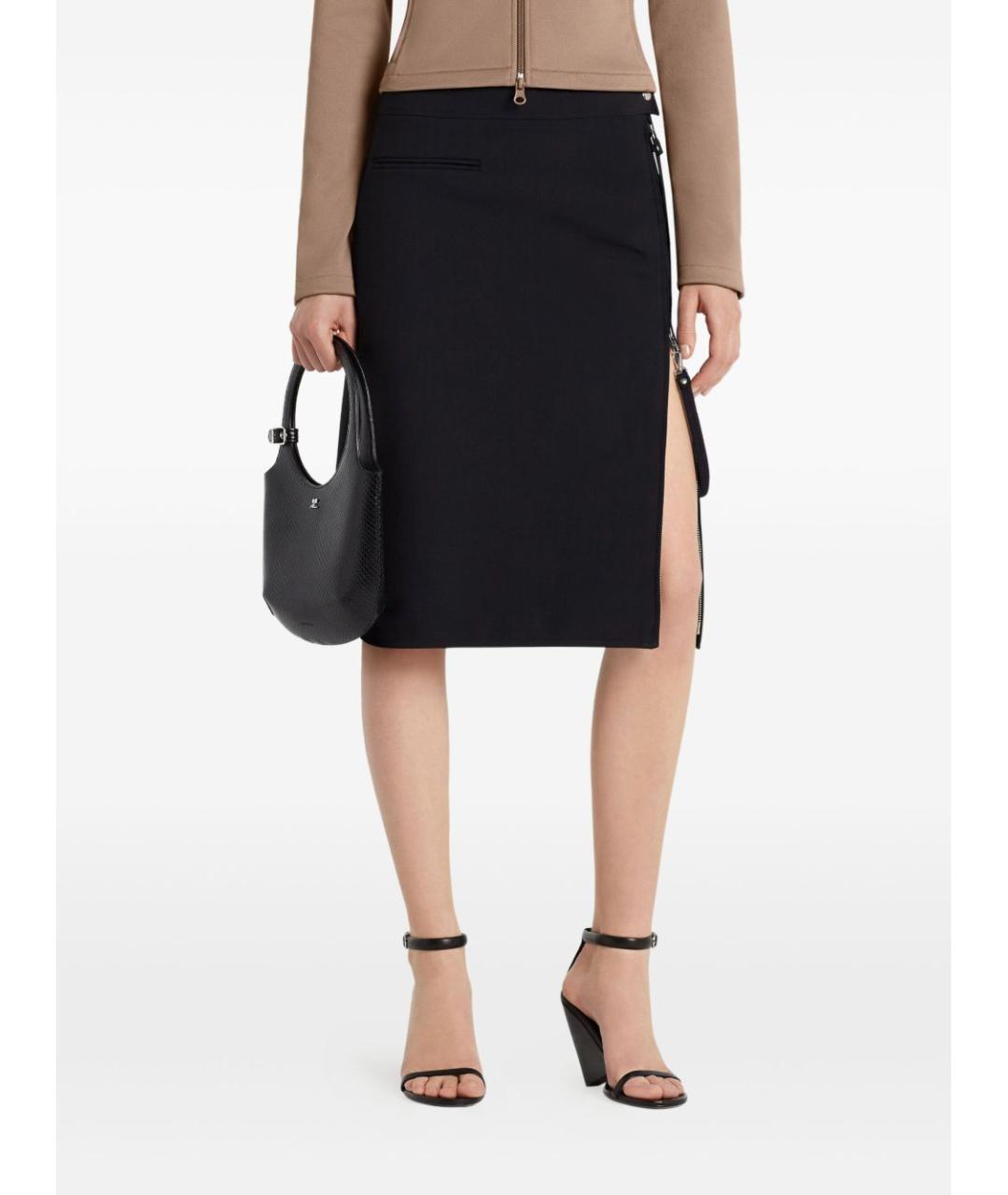 COURREGES Черная полиэстеровая юбка миди, фото 3