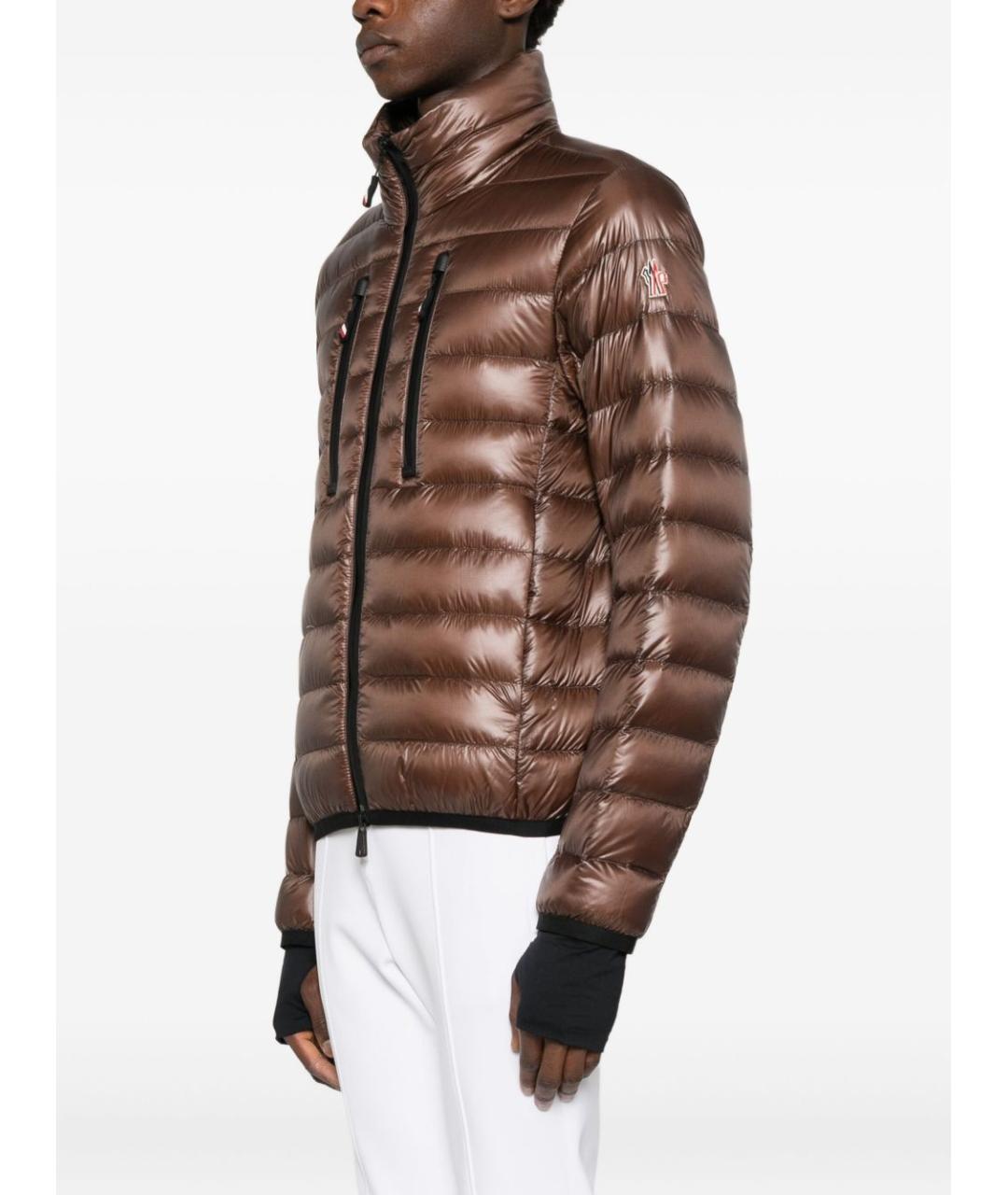 MONCLER GRENOBLE Коричневый полиэстеровый пуховик, фото 3