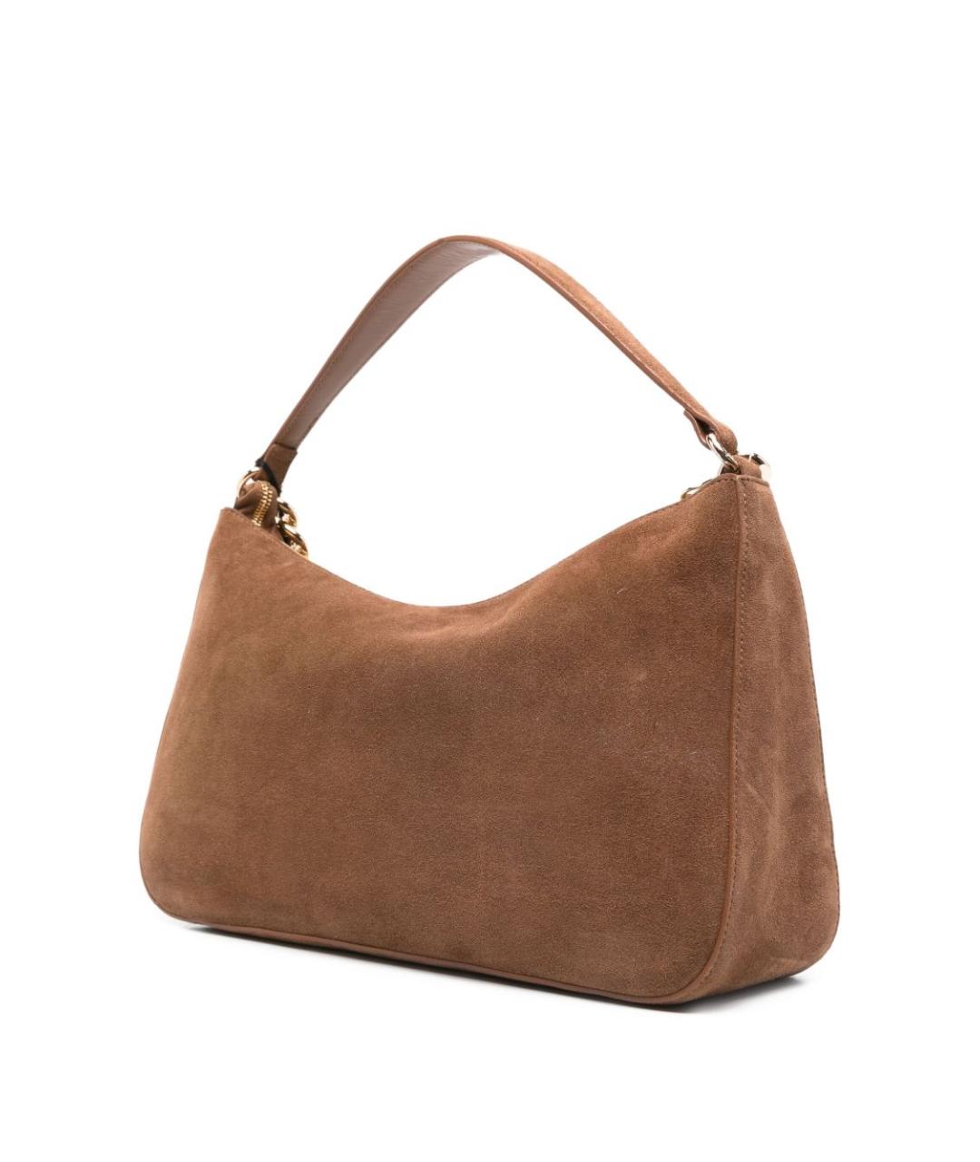 TWIN-SET Коричневая замшевая сумка с короткими ручками, фото 4