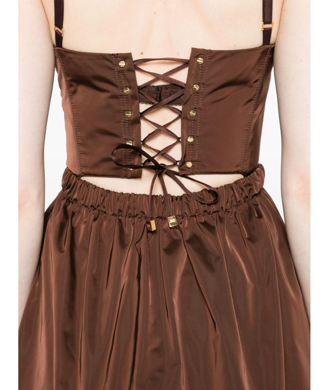 ELISABETTA FRANCHI Коричневое полиэстеровое коктейльное платье, фото 5