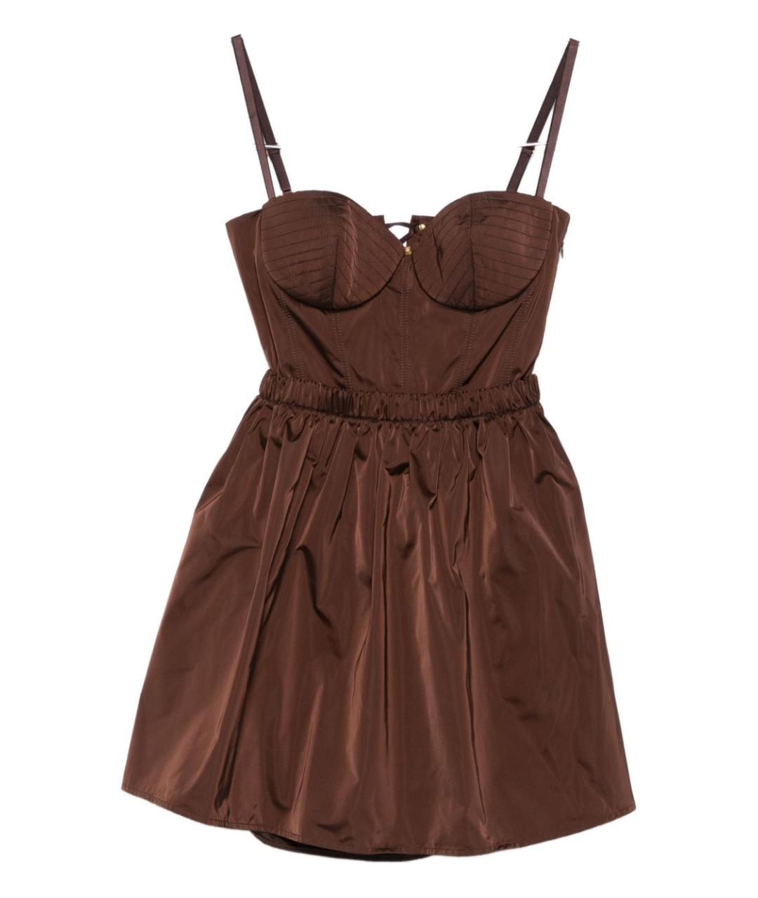 ELISABETTA FRANCHI Коричневое полиэстеровое коктейльное платье, фото 1