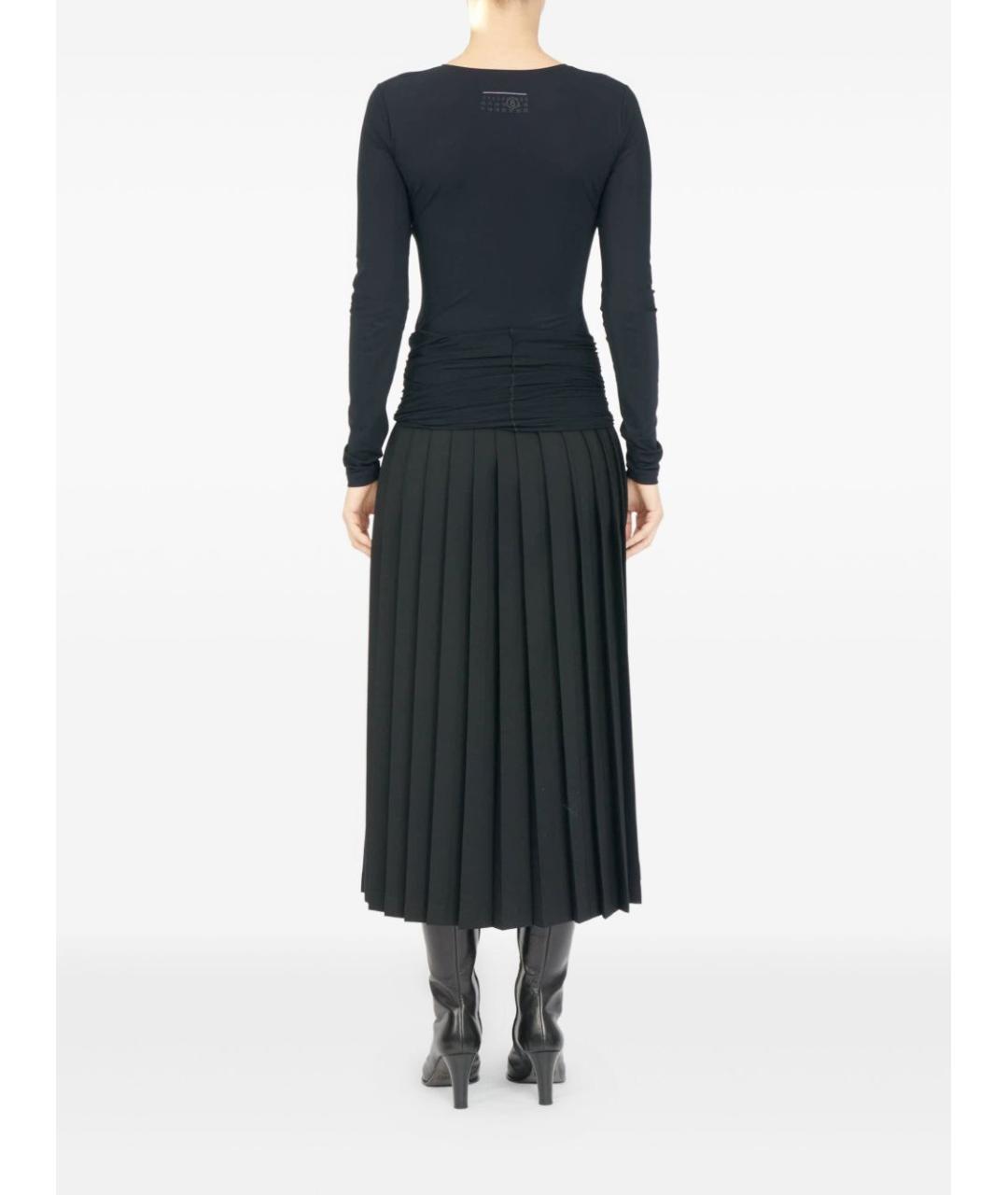 MM6 MAISON MARGIELA Черная полиэстеровая юбка миди, фото 3