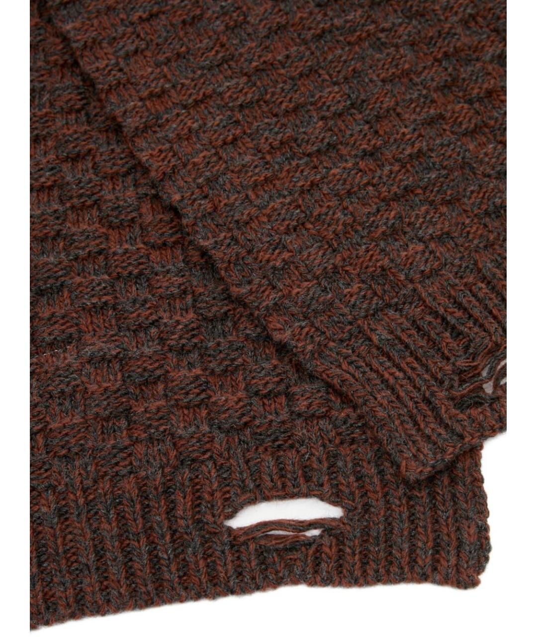MM6 MAISON MARGIELA Коричневый шерстяной шарф, фото 3