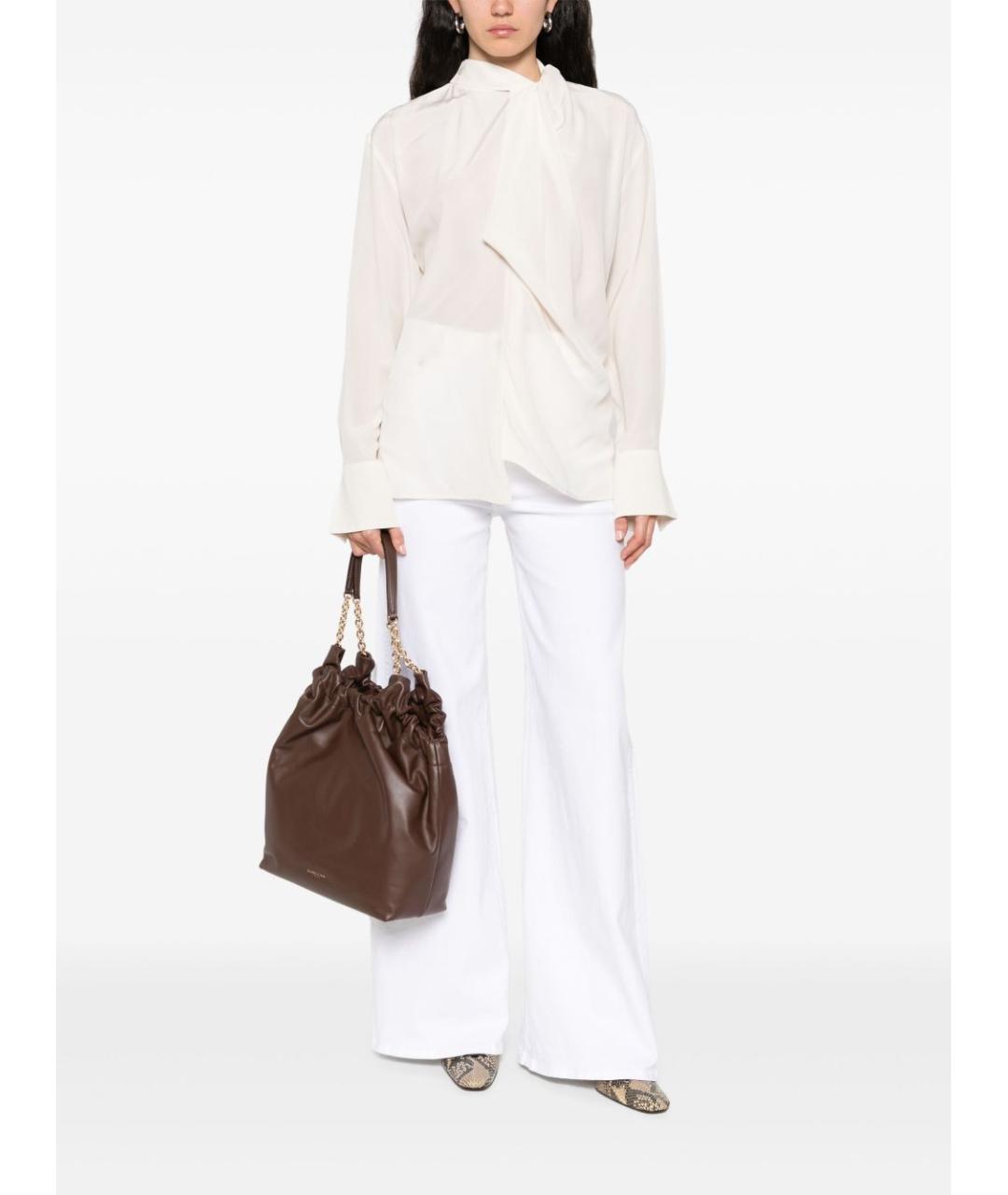 VICTORIA BECKHAM Бежевая шелковая блузы, фото 4