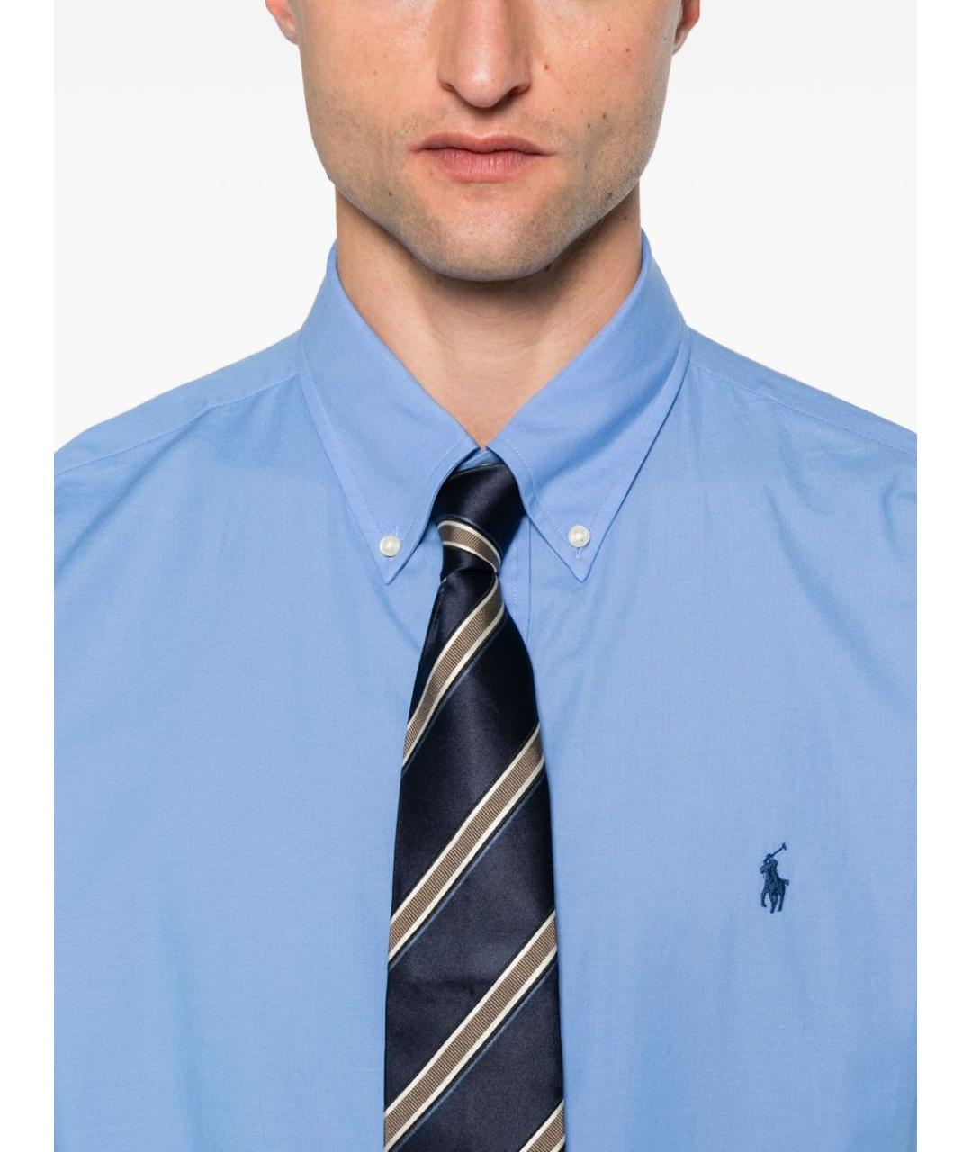 POLO RALPH LAUREN Синяя хлопковая классическая рубашка, фото 4