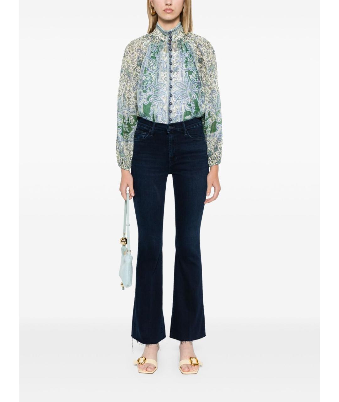 MOTHER Темно-синие хлопковые джинсы клеш, фото 5