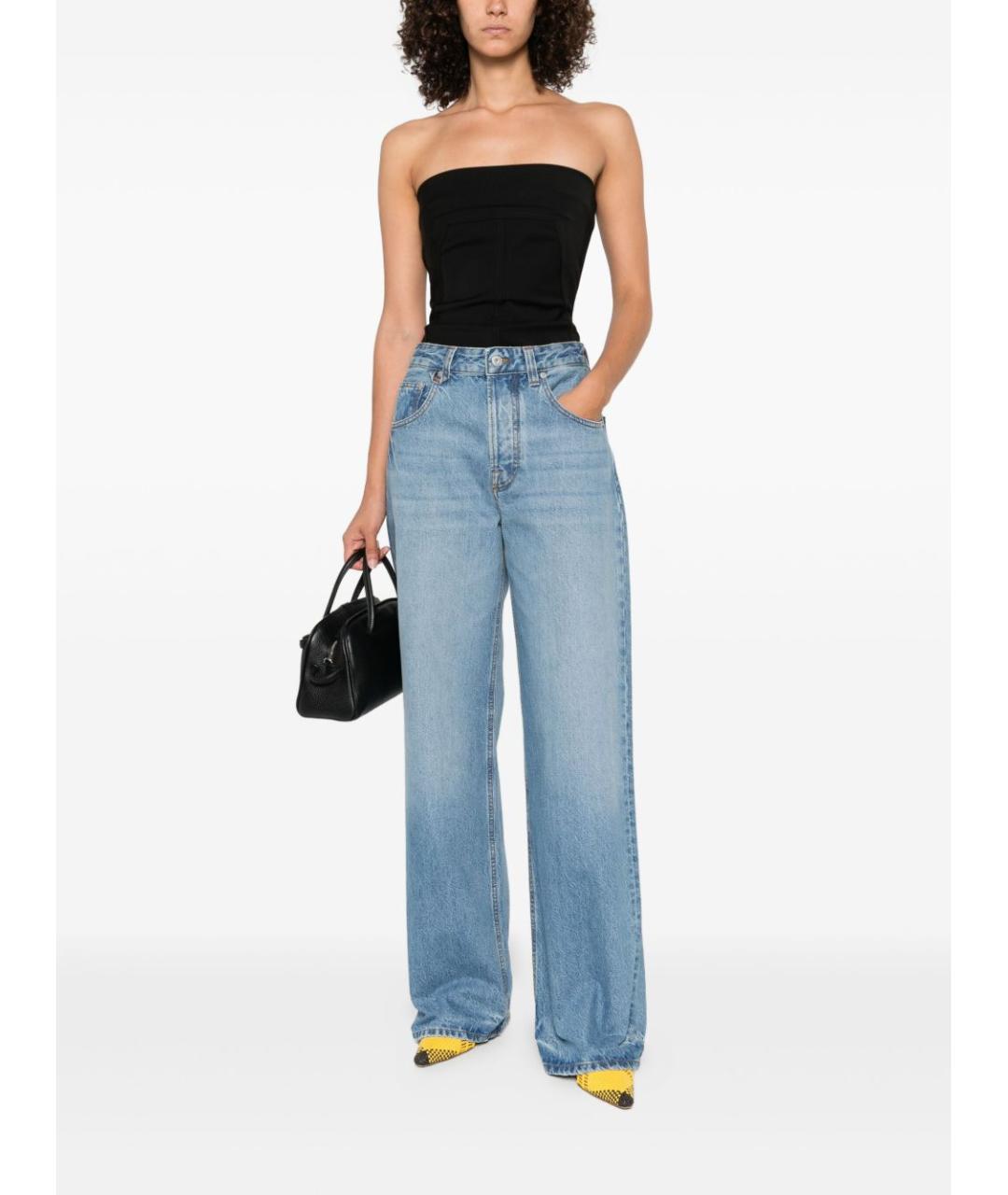 JACQUEMUS Голубые хлопковые прямые джинсы, фото 4