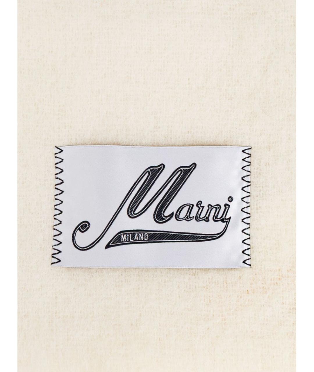 MARNI Белый шерстяной шарф, фото 3