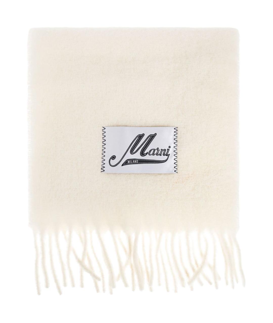 MARNI Белый шерстяной шарф, фото 1