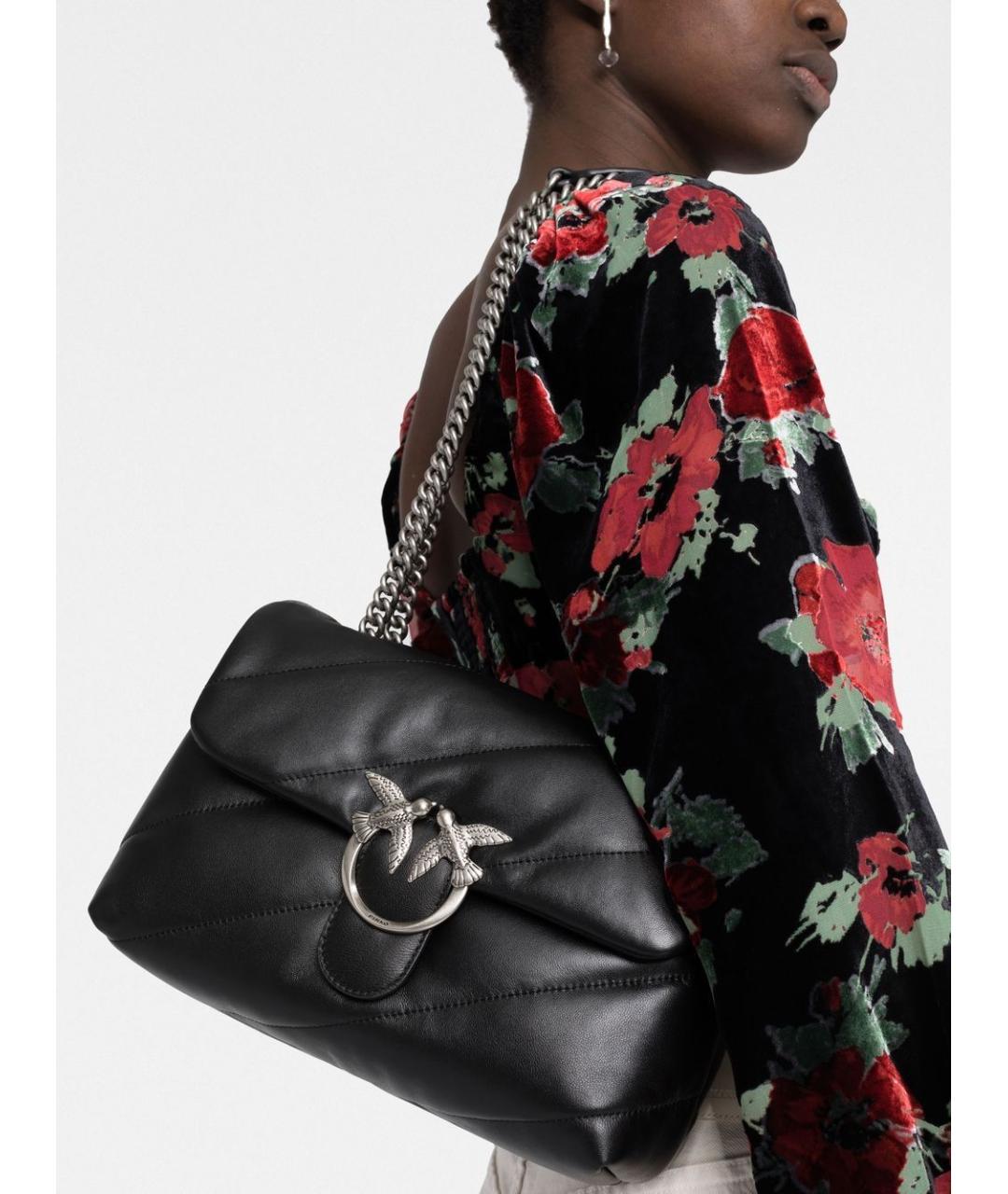 PINKO Черная кожаная сумка через плечо, фото 6
