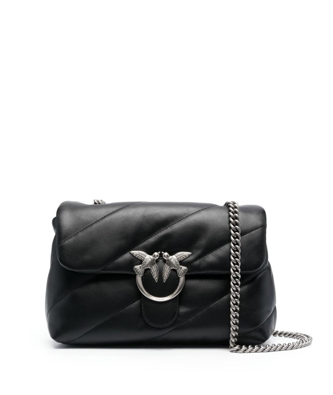 PINKO Черная кожаная сумка через плечо, фото 1
