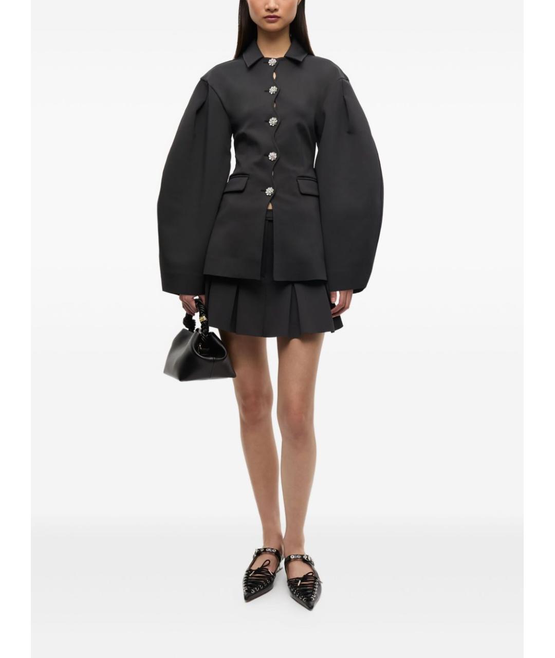 GANNI Антрацитовый полиамидовый жакет/пиджак, фото 2