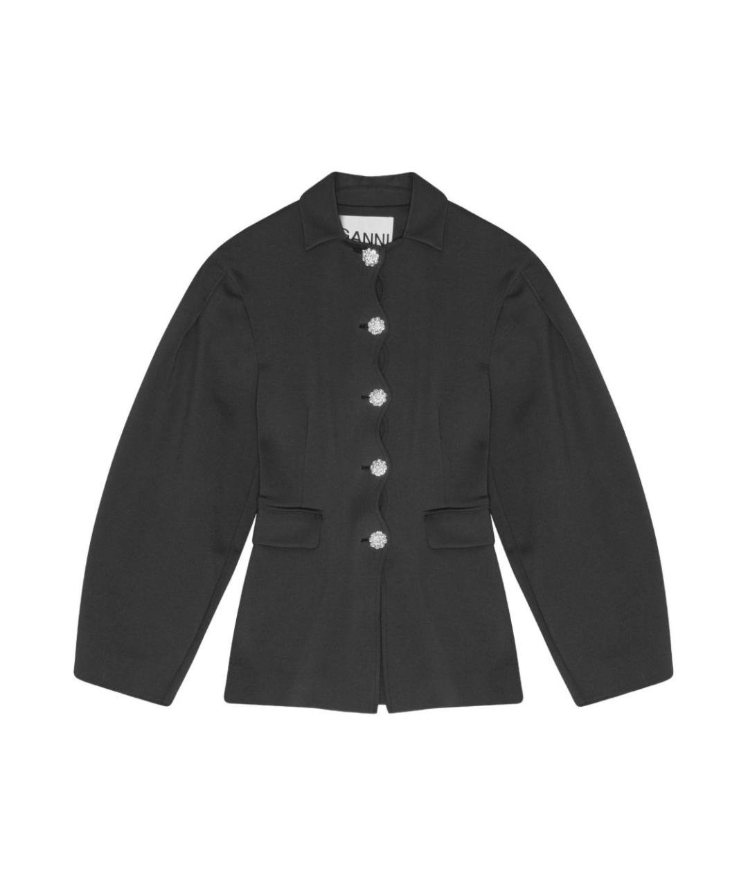 GANNI Антрацитовый полиамидовый жакет/пиджак, фото 1