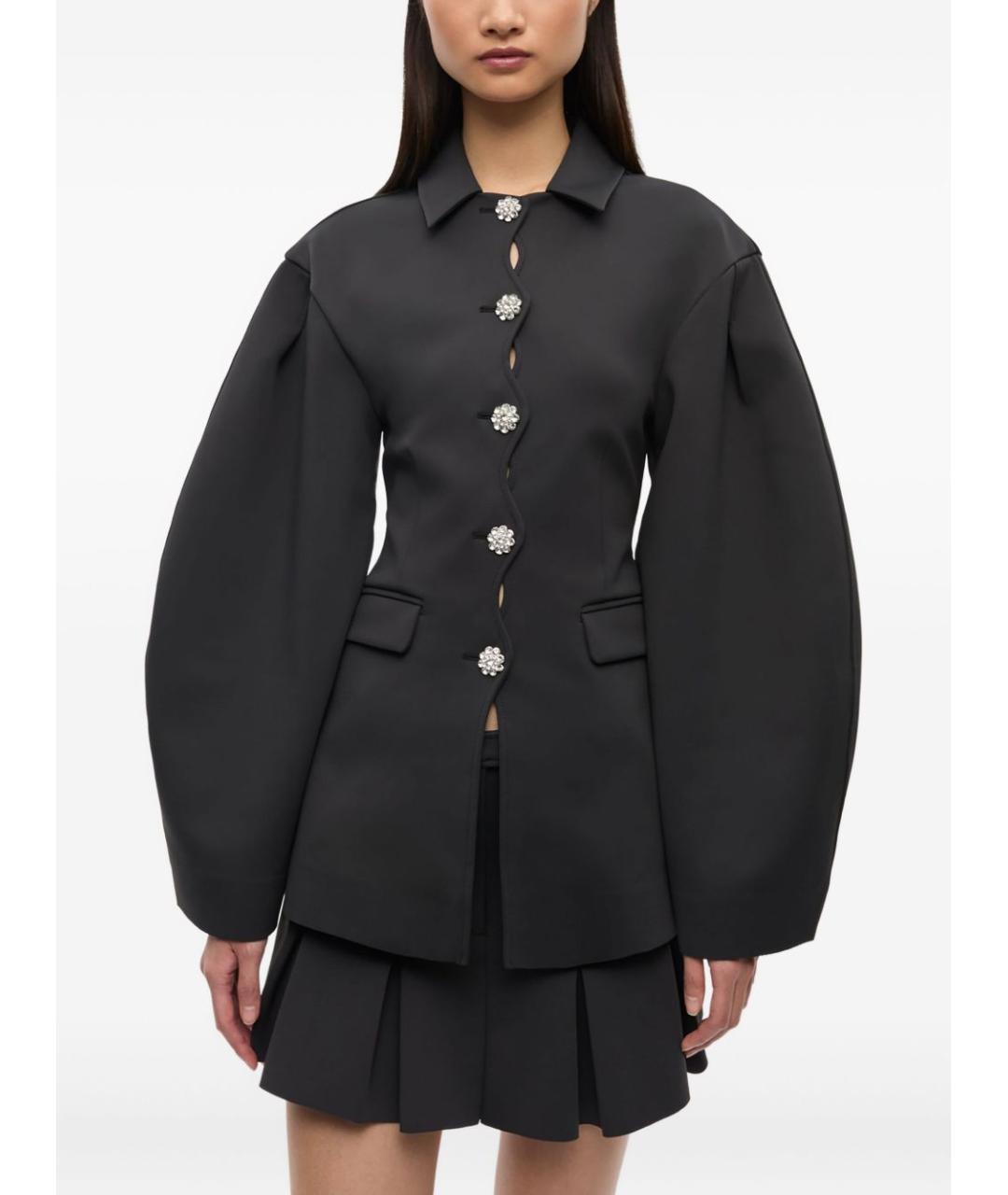 GANNI Антрацитовый полиамидовый жакет/пиджак, фото 6