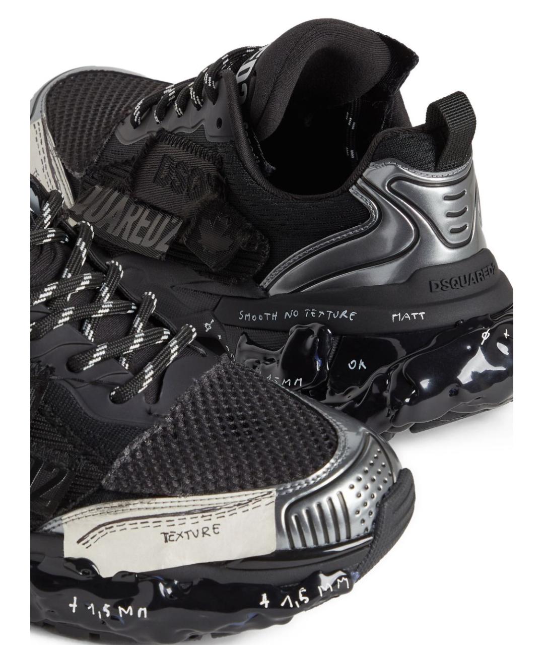 DSQUARED2 Черные текстильные низкие кроссовки / кеды, фото 4
