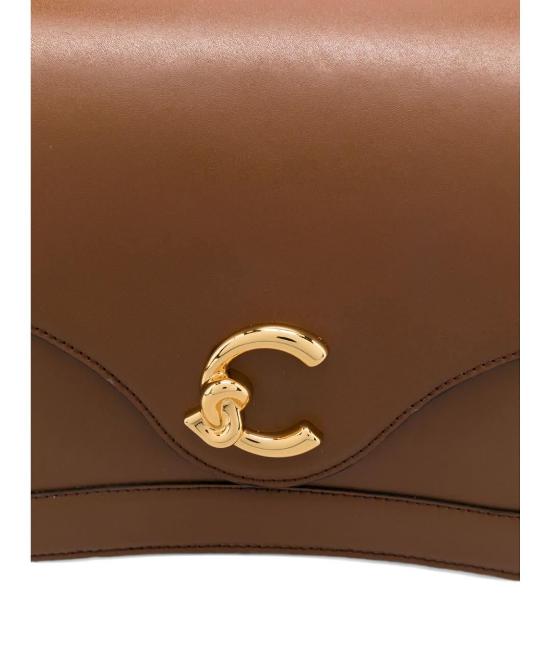 COCCINELLE Коричневая кожаная сумка с короткими ручками, фото 4