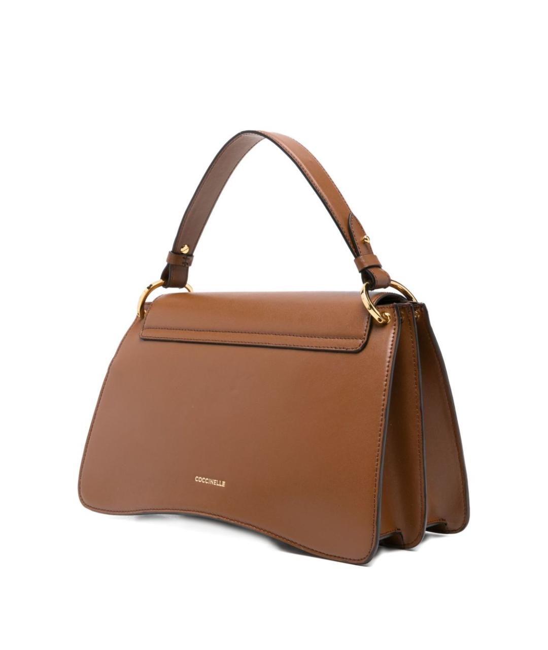 COCCINELLE Коричневая кожаная сумка с короткими ручками, фото 2