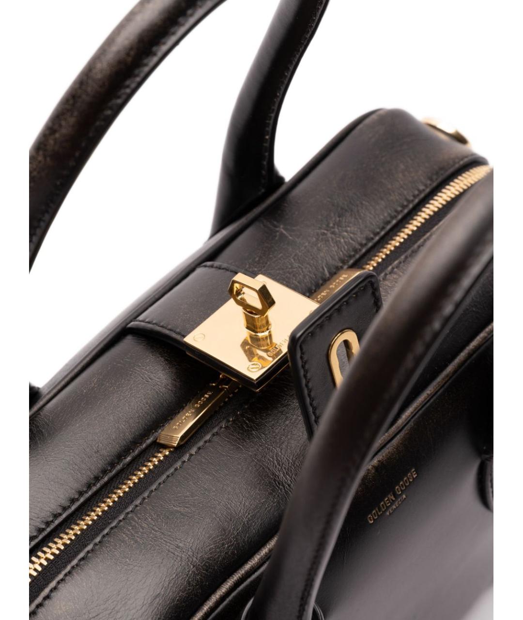 GOLDEN GOOSE DELUXE BRAND Черная кожаная сумка тоут, фото 5