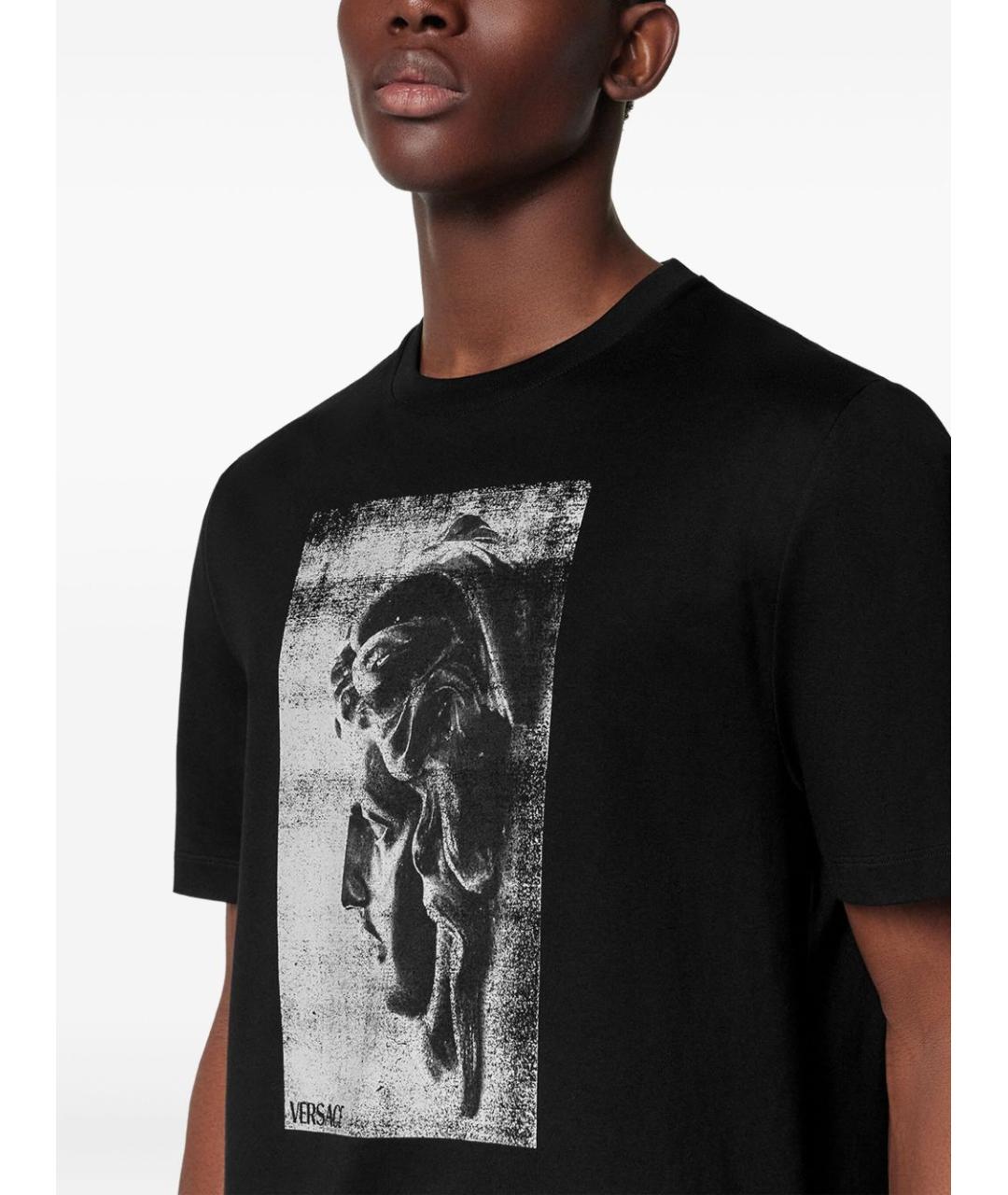 VERSACE Черная хлопковая футболка, фото 5