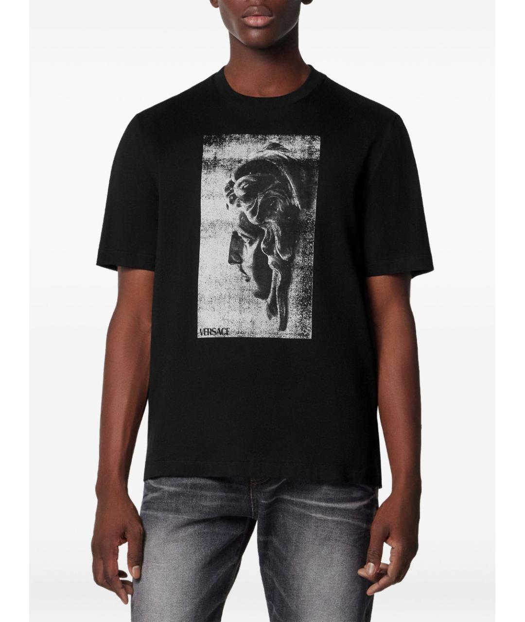 VERSACE Черная хлопковая футболка, фото 3