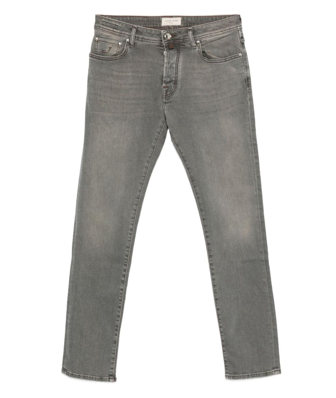 JACOB COHEN Серые хлопковые прямые джинсы, фото 1