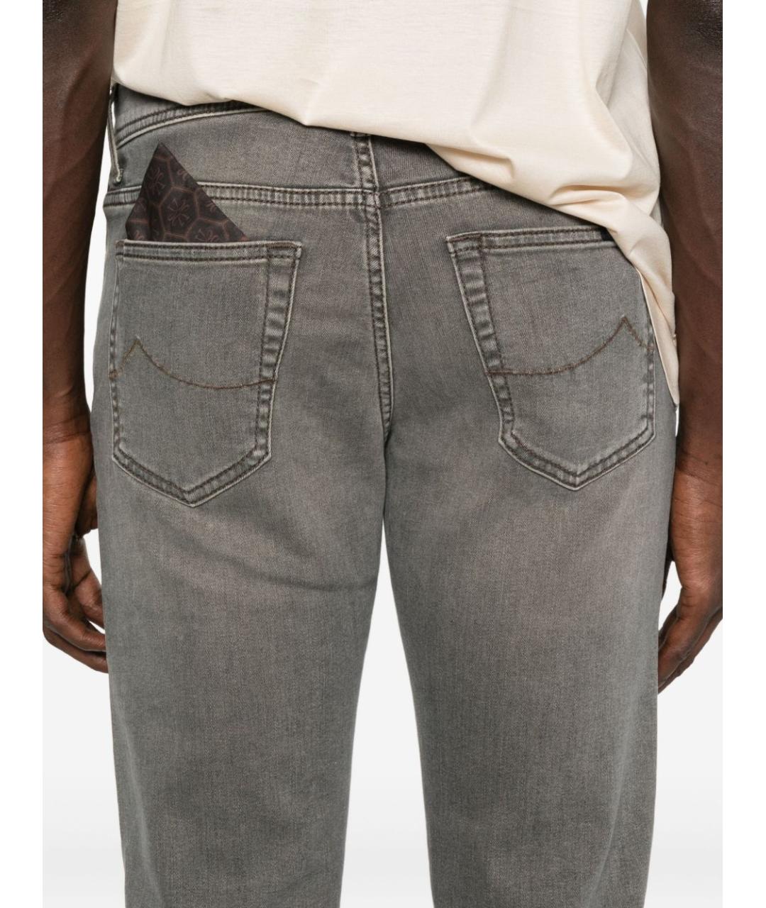 JACOB COHEN Серые хлопковые прямые джинсы, фото 3