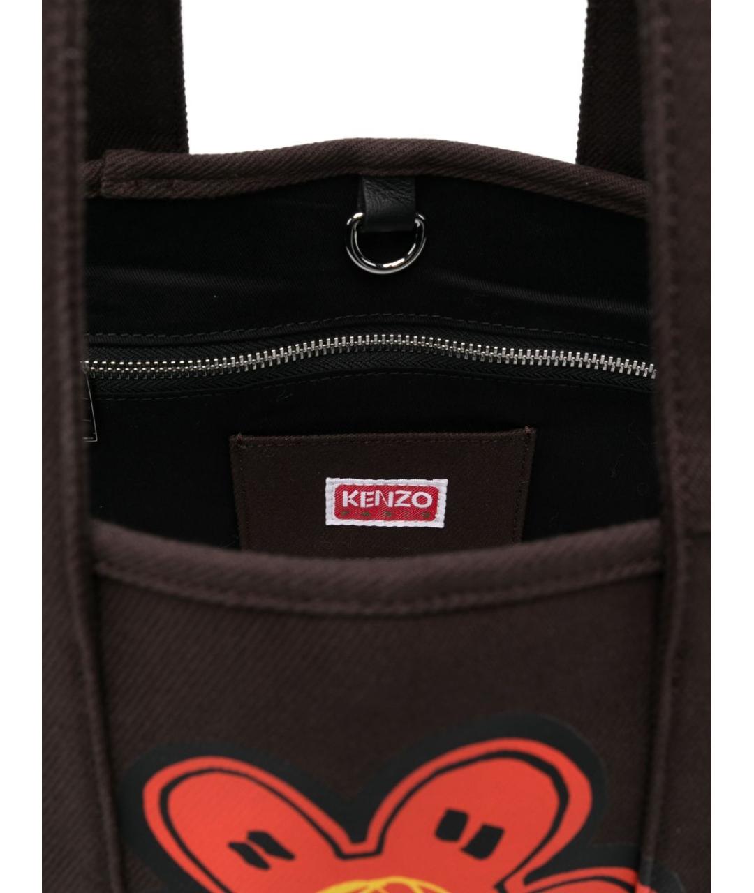 KENZO Коричневая хлопковая сумка тоут, фото 5